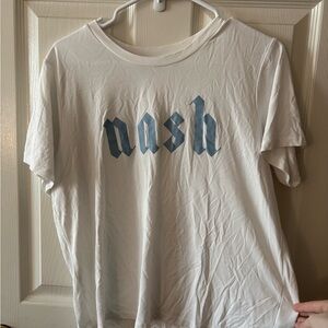 NASH White Tee with Blue Graphic